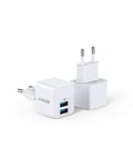 Anker PowerPort Mini Lot de 2 chargeurs muraux Double USB Ultra compacts 2,5 A de Puissance Compatible avec iPhone XS/XS Max/XR/X/8/7/6/Plus, iPad Pro/Air 2/Mini 4, Galaxy, etc.