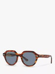 Ray-Ban RB4399 Unisex Oval Sunglasses, Striped Havana/Blue