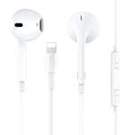 For iPhone Headphones【MFi Certified】In-Ear Wired Stereo Sound Earphones with Volume Control and Mic Noise Isolating Cancellation Compatible with iPhone 14/Plus/Pro Max/13/12/11/SE/XR/XS/X/8/7 - iOS