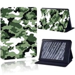FDPEISHI Ebook Reader Cover, Print Pu Leather Stand Tabet Cover Case For Amazon Kindle 8Th 10Th Paperwhite 1/2/3/4 Tablet Foldable Anti-Dust Protective Case,Green Camouflage,Paperwhite 1 5Th Gen