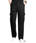 Aotoyou Pantalon de Travail Homme Pantalon Cargo 6 Poches Grande Taille Tube Droit Noir XL