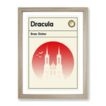 Book Cover Dracula Bram Stoker Modern Framed Wall Art Print, Ready to Hang Picture for Living Room Bedroom Home Office Décor, Oak A2 (64 x 46 cm)