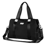 Sac de Voyage Femme Sac fourre-Tout de Sport pour Homme Imperméable Sac de Week-End, Cabine Avion Ryanair Bagage Cabine 40x20x25 easyjet 45x36x20 Extensible Sac de Gym,F1-Noir