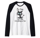 It's Fine I'm Fine Everything Is Fine Funny Cat Long Sleeve Raglan Baseball Tee