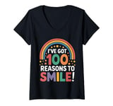 Womens 100th Day of School I've Got 100 Reasons to Smile V-Neck T-Shirt