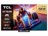 TCL 65C741K 65inch QLED Television 144Hz Full Array Local Dimming 4K UHD Smart Google TV Dolby Vision & Atmos Motion clarity Hands-Free Voice Google assistant Alexa with AMD FreeSync Premium Pro Black