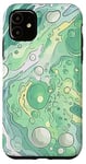 iPhone 11 Swirl Green Color Illustration Pattern Abstract Art Case