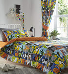 Portfolio Animal Jigsaw Single Duvet Cover Children's Bedding Set Reversible, Cotton, Orange