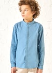 Angel & Rocket Boys Omar Blue Mandarin Shirt - Size 8Y