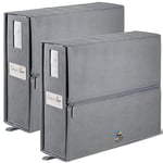 LINENMATE XL (Queen ou King), lot de 2, boîtes de rangement, organiseur de literie pliable, bacs de rangement en tissu de lin pour draps de lit, sacs pliables à fermeture éclair, boîtes de rangement