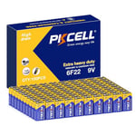 PKCELL Pile 9V 6F22 carré Haute Performance pour détecteurs de fumée,Voiture télécommandée,Lot de 100