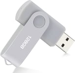 CLé USB 128Go, Cle USB 128Go Pen Drive USB 2.0 Mémoire Stick 128Go Thumb Drive pour PC, TV, Voiture, Ordinateur Portable etc (Argent)