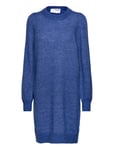 Slfmola Mia Ls Knit Dress Blue Selected Femme