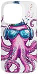 Coque pour iPhone 14 Pro Drôle Octopus Dj Casque Coloré Party Fun