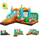 Château Gonflable 6 en 1 pour Enfants avec Toboggan, Trampoline Jeu Boxe, Aire de Jeux Gonflable Pingouin pour 3 Enfants 3-12 Ans Jusqu'à 90kg