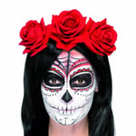 Ladies Girls Day of the Dead Red Rose Headband Headdress Flowers Halloween Hat