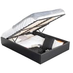 MEUBLE COSY Lit Coffre 140x190 cm pour Adulte en Similicuir avec Sommier à Lattes en Bois