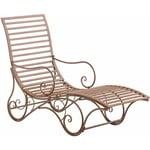 Décoshop26 - Chaise longue pour jardin transat en métal marron vieilli MDJ10212