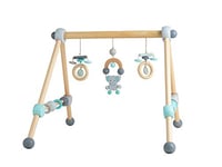 Bieco Traqueur de jeu réglable en hauteur | Arche de jeu en bois pour bébé | Baby Mobile Activité Center Gym Jouet |Design ours