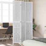 Room Divider 3 Panels White Solid Wood Paulownia vidaXL