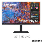 Samsung S80PB 32 Inch 4K Ultra HD 60Hz IPS Monitor, LS32B800PXUXXU