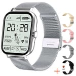 Montre Connectée Bluetooth Pour Homme Et Femme,Fitness,Appel,Montres Connectées,Étanche,Android,Ios,2023 - Type Mesh Belt Silver #B