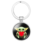 Porte-Clés Star Wars Mandalorien Bébé Yoda En Cristal, Pendentif De Sac, Porte-Clés En Métal, Figurines D'action Mignonnes, Jouet Yoda, Cadeau Pour Enfants