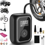 Pompe À Air Pour Schrad Compresseur À Air Portatif 6000Mah,Mini Gonfleur Electrique 10,3Bar/ 150Psi,Gonfleur Pneu Voiture Avec Affichage Numérique Et Lumière Led Et 4 Modes Pour