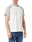 Build Your Brand Raglan Contrast Tee T-Shirt Homme, Blanc/Gris, Small