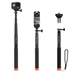 K&F Concept MS21 Carbon Fibre Selfie Stick Tripod, Invisible Selfie Stick with Adapter, Extendable Selfie Stick for Insta 360 Ace/Ace Pro/X4/X3/ONE X2/ONE X, DJI Osmo Action, AKASO Action Camera