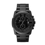 Diesel Montre pour homme Master Chief Chrono, mouvement à trois aiguilles, boîtier en acier inoxydable noir de 49 mm avec bracelet en acier inoxydable, DZ4180