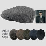 Ny Herrmode Peaky Blinders Hatt Herrar Newsboy Keps Ullblandning Herringbone Tweed Vinterhatt Varm Dark grey