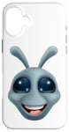 Coque pour iPhone 16 Plus Alien Gris Gris Fun Personnage de dessin animé drôle