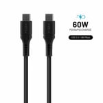 Fast flytende silikonkabel USB-C/USB-C-kabel 60W - 2 meter svart