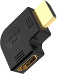 8K 2.1 HDMI Coudé Adaptateur 270 Degrés Rallonge HDMI Mâle Femelle Angle Droit Plaqué Or 8K@60Hz 4K@120Hz Compatible avec HDTV/PS5/Xbox/Portable/Switch