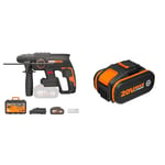 WORX NITRO - Perforateur Brushless sans fil 20V - 4Ah - WX381 & Batterie Lithium-Ion 20V - 4Ah - WA3553 (compatible outils sans fil Worx PowerShare, Garantie 2 ans)