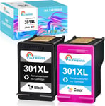 Remanufactured 301XL Cartouches d'encre compatibles HP 301 XL pour imprimante HP Envy 4500 4504 5530 Officejet 2620 4630 Deskjet 1000 3000 1050 1050A 1510 2510 2540 3050A, 1 Noir + 1 Couleur