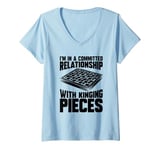 Womens Checkers Classic - Board Game Strategy Checkers V-Neck T-Shirt