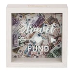 Out of the blue Wooden money box, travel cash, approx. 15 x 15 x 5 cm, white, Wood