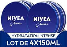 NIVEA Crème Visage, Corps & Mains (Lot De 4 X 150 Ml), Crème Hydratante À La Tex