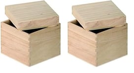 Artemio Boîte Cube à Décorer, Bois, Beige, 12 x 12 x 12 cm VIBB19 (Lot de 2)