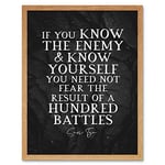 Artery8 Slate Inspiring Quote Sun Tzu Know Yourself Need Not Fear Result Art Print Framed Poster Wall Decor 12x16 inch