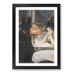 Big Box Art Man and Woman in The Restaurant by Lesser URY Framed Wall Art Picture Print Ready to Hang, Black A2 (62 x 45 cm)