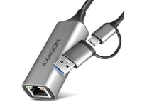 Axagon Ade-Txca Gigabit Ethernet Adapter Usb-C+ Usb-A - Titangrau - Adapter - Digital/Daten, Kabel, Usb Type-A/Usb Type-C, Ethernet, 1000 Mbit/S, Grå