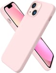 Coque Compatible Avec Iphone 13 Mini Case, Coque Silicone Liquide 3 Couches Pleine Gel En Caoutchouc Souple Cover Avec Microfibre Douce Pour Iphone 13 Mini 5,4 Rose Craie