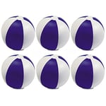 eBuyGB Pack of 6 Inflatable Colour Beach Ball Pool Game, Purple, 22cm / 9"