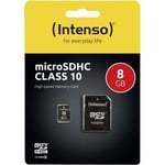 Intenso® 8 GB Micro SD-minnekort Klasse 10 Inkl. adapter