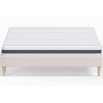 Ensemble lit adulte 160x200 cm en velours beige Dina + Matelas ressorts ensachés Mousse hr