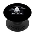 I Want to Believe UFO Alien Abduction Funny Alien Lover Area PopSockets Adhesive PopGrip