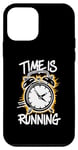 Coque pour iPhone 12 mini Time Is Running – Réveil vintage avec inscription « Teacher »
